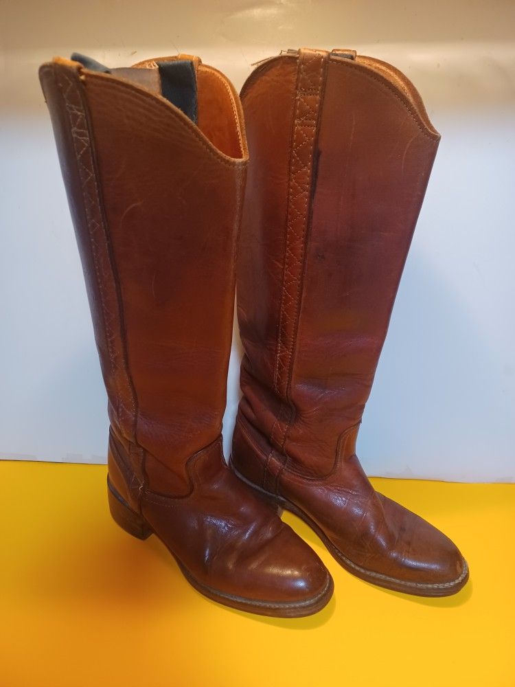 Vintage Women's Acme Circle A Leather Boots, Size 7