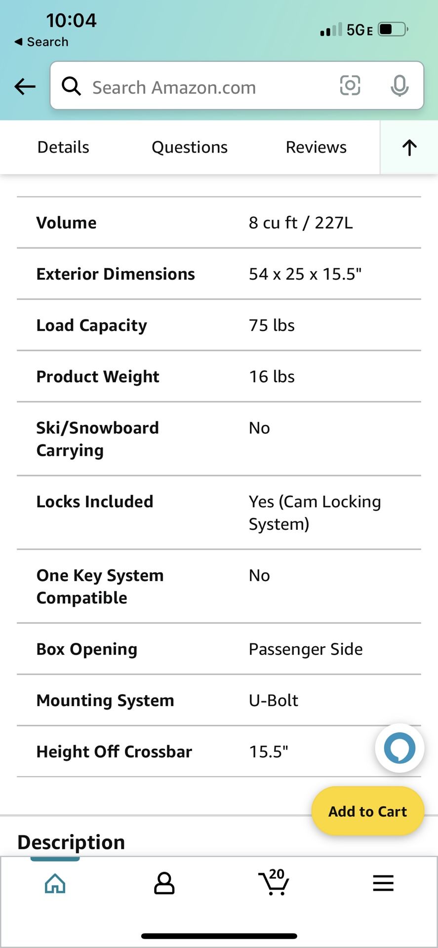 Thule Sidekick Rooftop Cargo box Grey