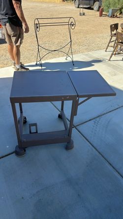 Mid-century modern office typing desk with foldable side