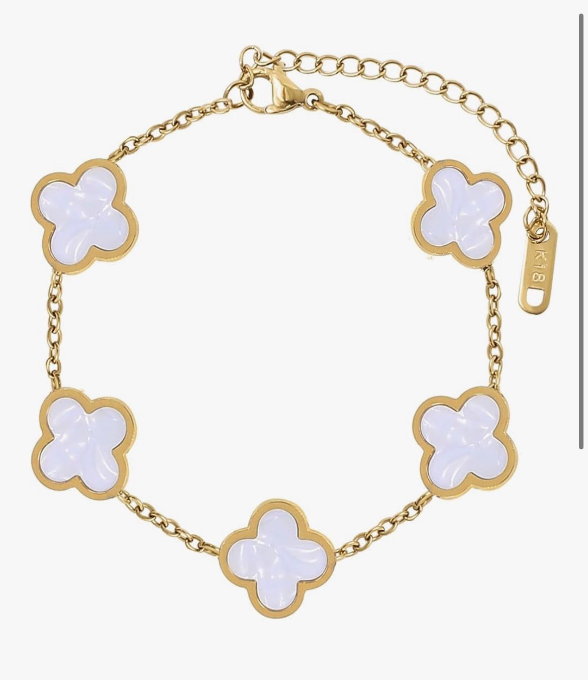18K Gold Plated Double Sided Clover Bracelet