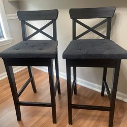 🪑 2 IKEA Ingolf Bar Stools w/ Chair Pads – $80 for Both