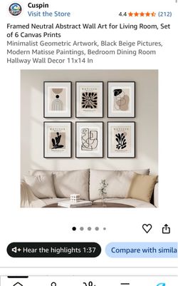 BRAND NEW 6-Piece Matisse & Abstract Framed Wall Art Set – $40
