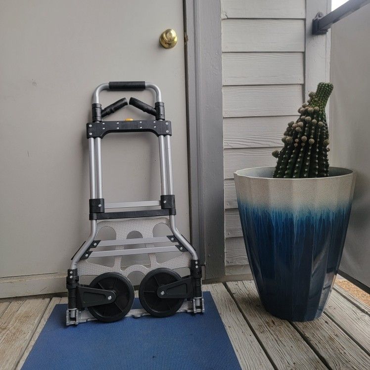 Folding Dolly Telescoping Handles 330lb Capacity + Large Durable Rubber Wheels