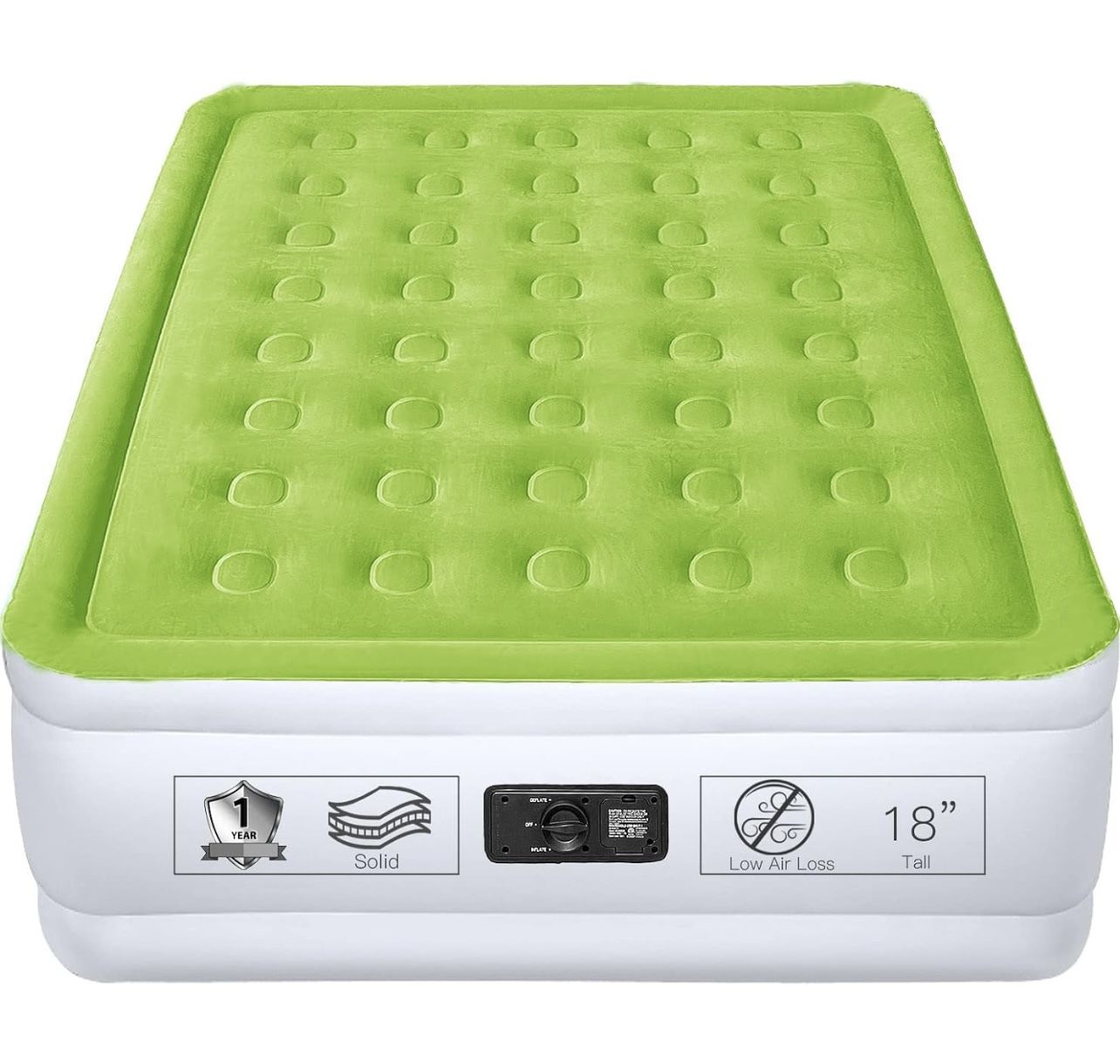 Full Size Air Mattress with Built in Pump Raised Double Blow up Bed Inflatable Camping Airbed Electric 18 Inch Tall