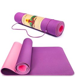Yoga Mat, 6mm Thick Yoga Mat Non-Slip Exercise Fitness Mat with Carrying Strap, Eco Friendly Workout Mat for Yoga, Pilates & Floor Exercises