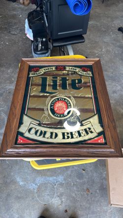Vintage Miller Lite Beer framed mirror