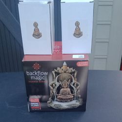 3 Buda Figurines Clay Incest Burner