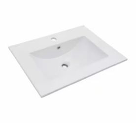 24 in. W x 18 in. D Ceramic Porcelain White Rectangular Single Sink Bathroom Vanity Top in White with 1-Faucet Hole