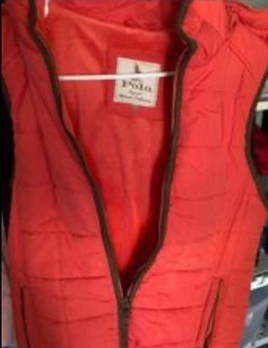 #255 Ladies Large Hooded Puffer Vest. Peach Color