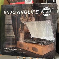 Vintage 3-Speed ​​Bluetooth Vinyl Record Player with Built-in Speakers, Belt-Driven LP Player, Supports USB Recording, Aux Input, and RCA Line Output 