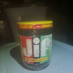 Vintage Jif Creamy Peanut Butter Glass Jar 