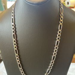 925 Silver Figaro Chain  24" Long  7mm Width  52g