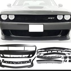 Fits 15-22 Dodge Challenger Front Bumper w/ Grille & HC Style Lip Unpainted PP
