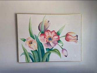 E. Lee Floral Oil Painting