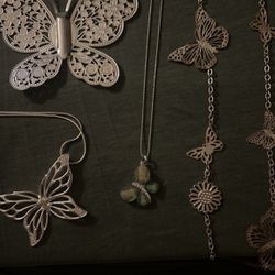 Butterfly Necklaces Lot Four Piece