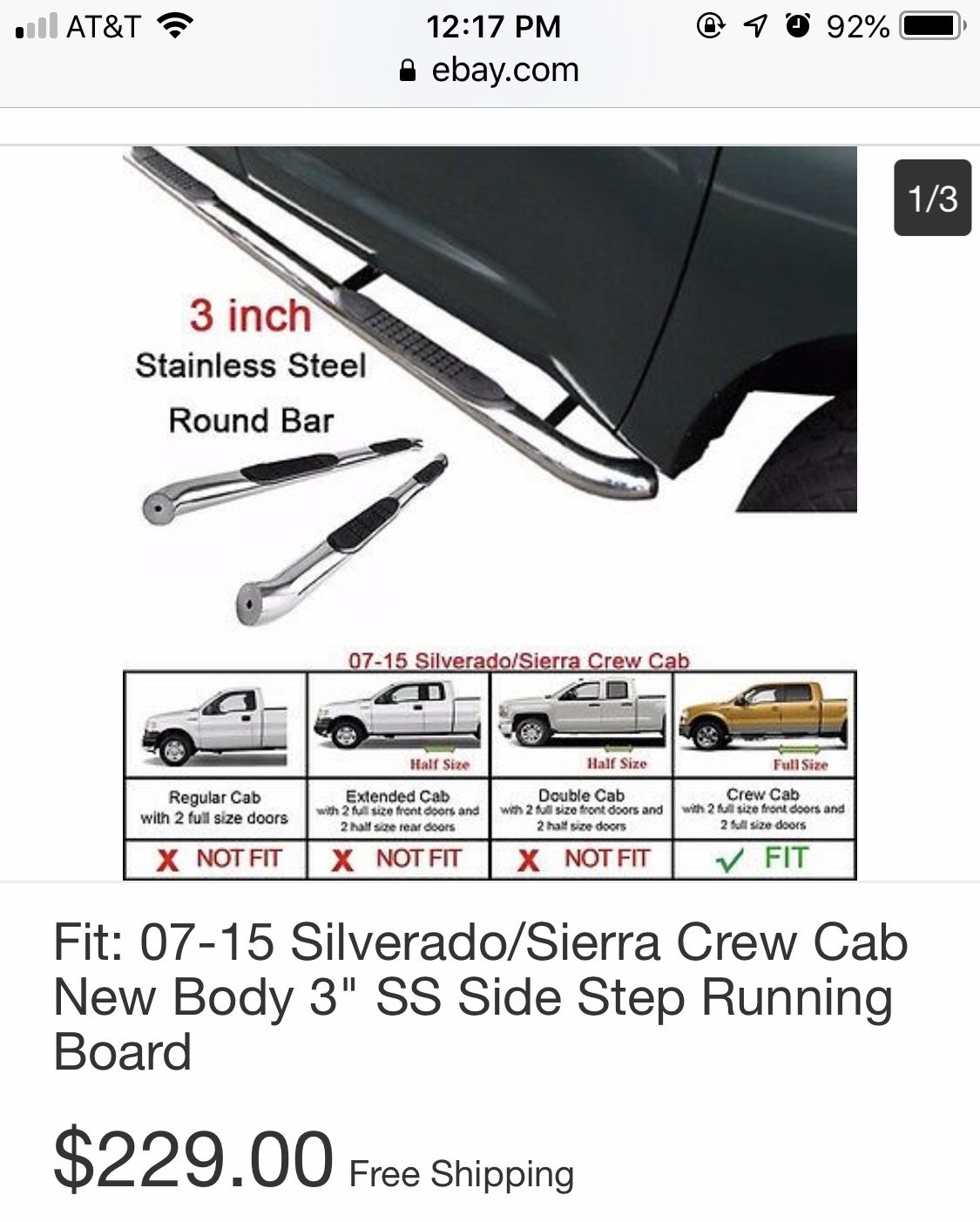 Brand New 3” Nerf Bars 07-15 Silverado/Sierra Crew Cab