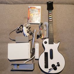 Nintendo Wii Console Bundle With Guitar And Game