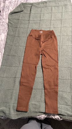 Brown OQQ Ribbed High-Waist Leggings
