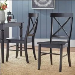 "Albury" Cross Back Dining Chairs- in Black (Set of 2) By Buylateral