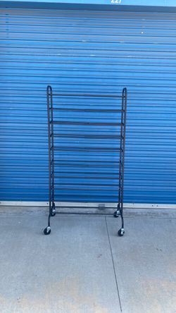 Black Metal Rolling Shoe Rack