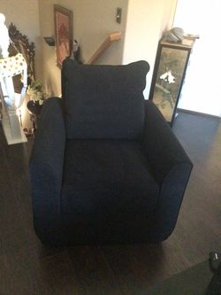 Black Fabric Upholstered Armchair Swivels Large