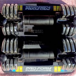 Pair Of Pro Form Adjustable 12.5 Lb Chrome Dumbbells 