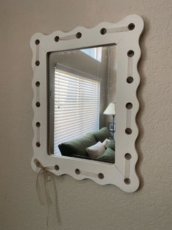 White Wavy Mirror with Ribbon