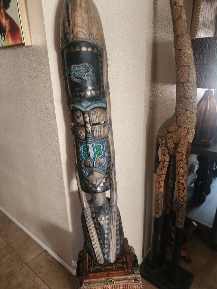 Large African Mask Beaded