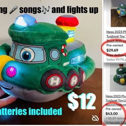 $12 Like New Hess Tugboat Sing 🎶 Songs & Ligths up pre own mint condition batteries included