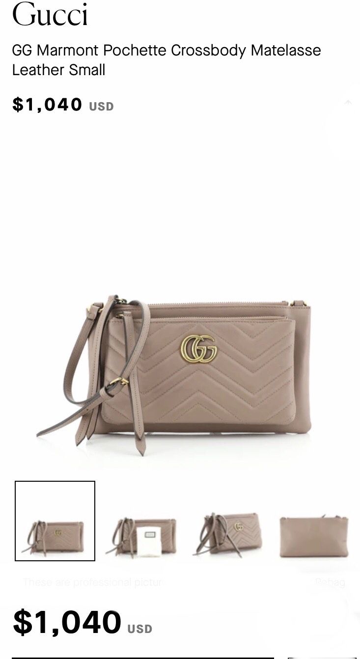 Brand New With Tags Gucci GG Marmont Pochettecrossbody Small Neutral Leather