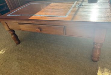 Oak Coffee Table with Drawer