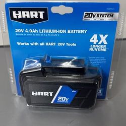 Hart 20v Lithium-ion 4.0ah Battery (charger Not Included) Compact /