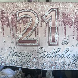 21st  Birthday Fabric Banner