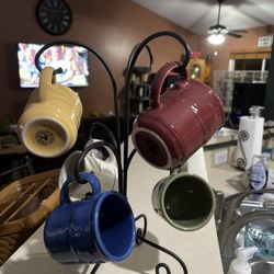 Longaberger Mug Tree With Mugs