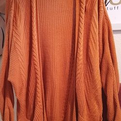 Rust Orange Cardigan Color Size Large In Excellent Condition