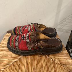 Born Red and Brown Patterned Loafers Size 7.5