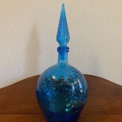 Vintage MCM Blue Genie Bottle 15” x 6.5” Empoli?