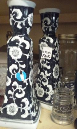 Black and white candle holders