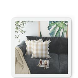 Buffalo Check Pillow Covers With Pom Pom 26x 26