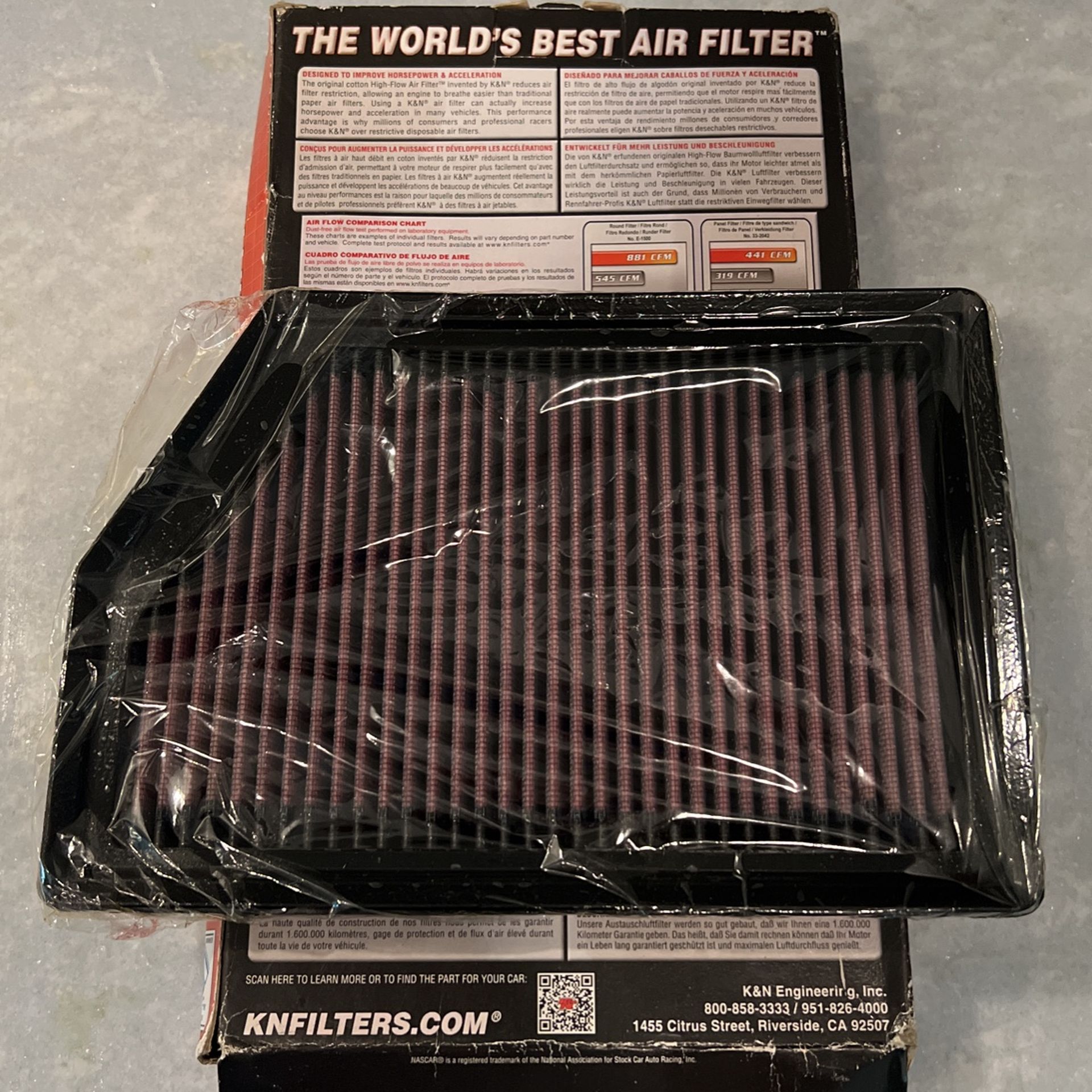 K&N Engine Air Filter For Jeep (NEW)