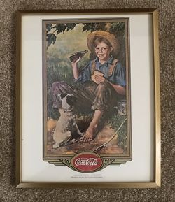 Norman Rockwell Coca Cola lithograph “Barefoot Boy eating sandwich” distributed 1969 mint condition. Framed and ready to hang. Will deliver locally