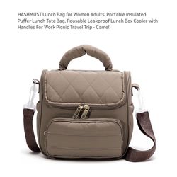 Brand new Lunch Bag for Women Adults, Portable Insulated Puffer Lunch Tote Bag, Reusable Leakproof Lunch Box Cooler with Handles For Work Picnic Trave