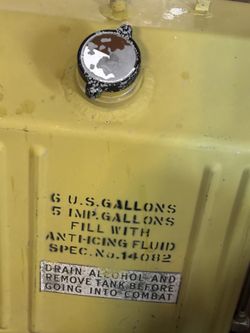 Authentic army uniform, tense helmets, gas cans