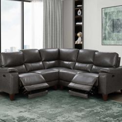 COUCH.   Leather Power Reclining Sectional 