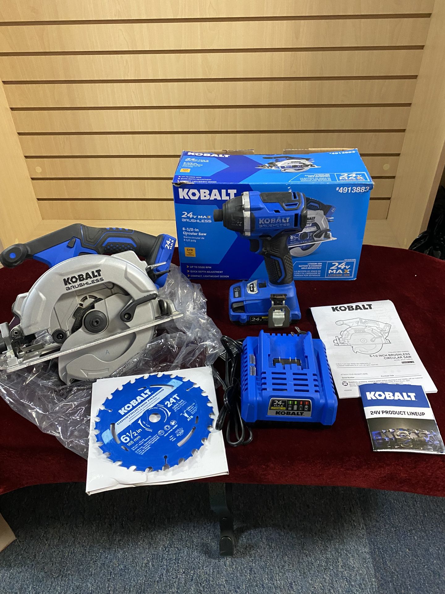 Kobalt 24-volt 6-1/2-in Brushless Cordless Circular Saw , Impact , Battery & charger