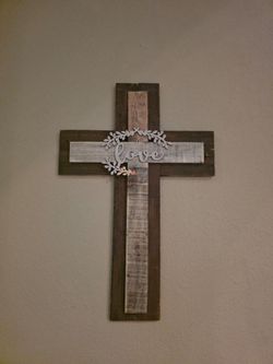 WOOD CROSS PLAQUE