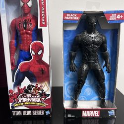 Spider Man And Black Panther Marvel Action Figures.