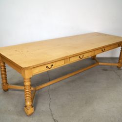 1970’s Super Long Solid Maple Farm Table / Library Table 