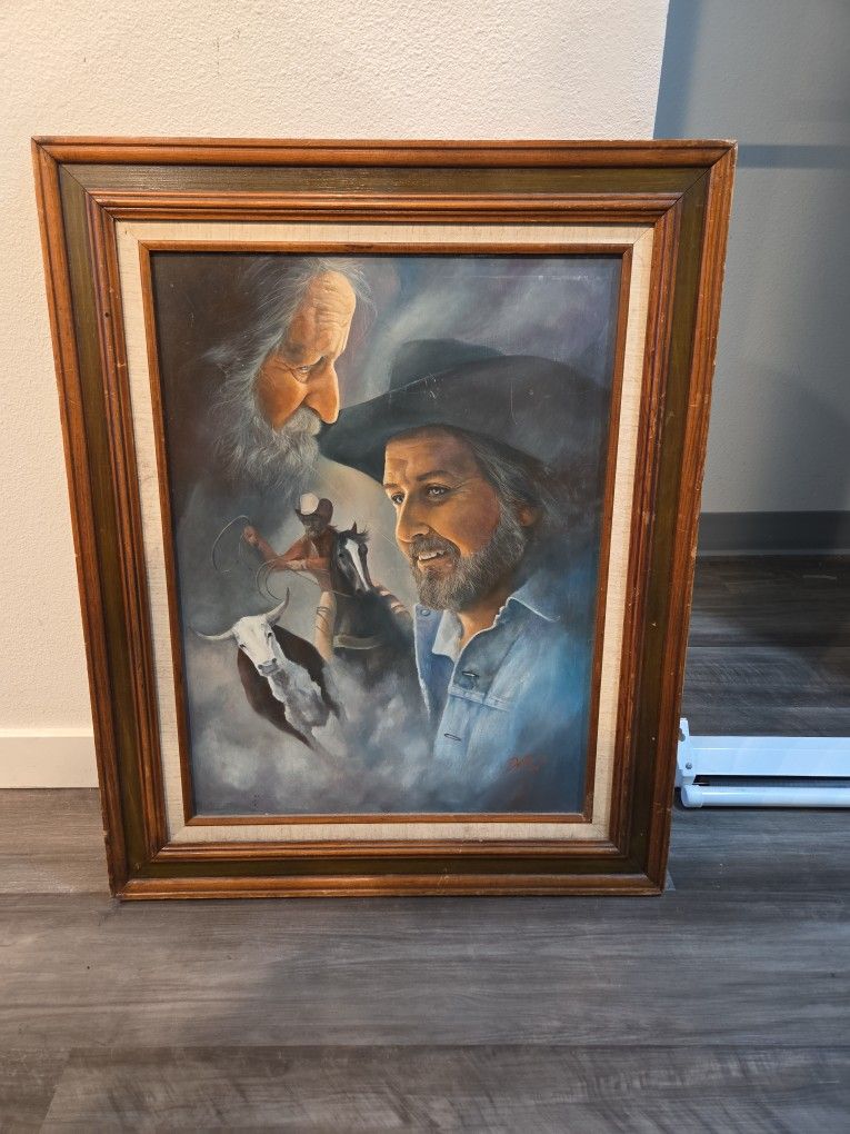 God And Cowboy Painting