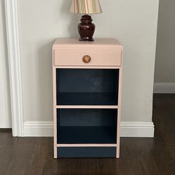 Art Deco Style Pink & Blue Side Table